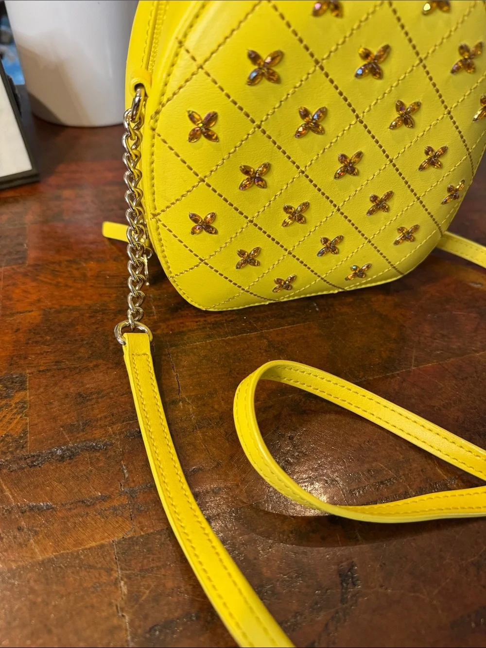 kate spade Yellow Pineapple Crossbody with Green Top